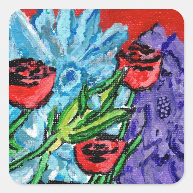 Adesivo Quadrado Floral Bouquet Sticker (Frente)