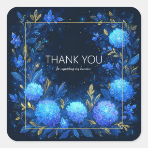 Adesivo Quadrado Floral Celestial Dourado Brilho Azul Mágico Glowin