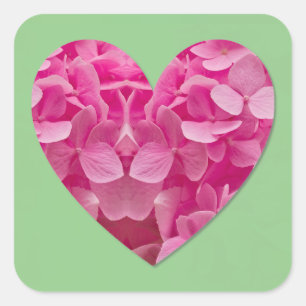 Adesivo Quadrado Floral Coração Cor-de-Rosa Hipoteca Foto em Verde