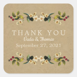 Adesivo Quadrado Floral Country Obrigado, Stickers
