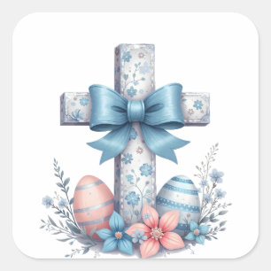 Adesivo Quadrado Floral Cross Coquette Jesus Arco Religião Cristã