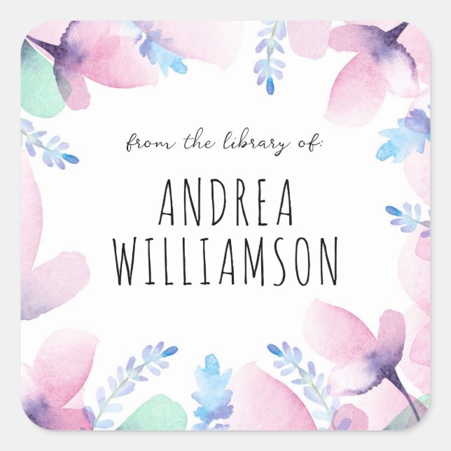 Adesivo Quadrado Floral da Biblioteca de (Frente)