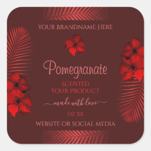 Adesivo Quadrado Floral Dark Red Product Labels Flores Havaianos Fl