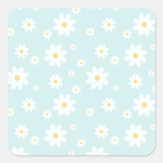 Adesivo Quadrado Floral de Margarida Branca Simples