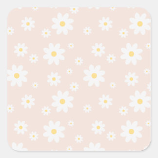 Adesivo Quadrado Floral de Margarida Branca Simples