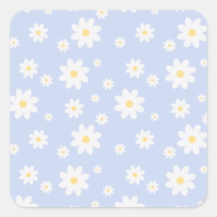 Adesivo Quadrado Floral de Margarida Branca Simples