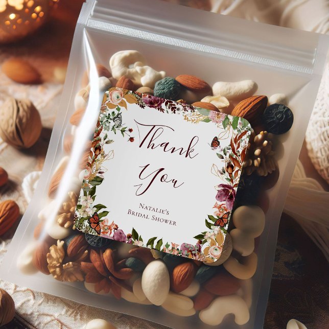 Adesivo Quadrado Floral de Outono Rústico (Criador carregado)