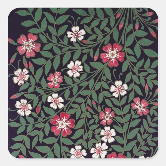 Adesivo Quadrado Floral Design por J. Owen, 1863 (Frente)