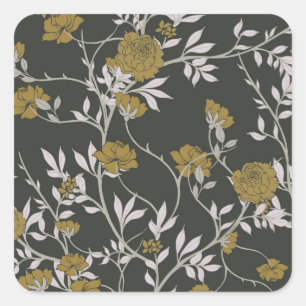 Adesivo Quadrado Floral elegante: design de padrão de colheita.