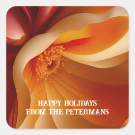 Adesivo Quadrado Floral Flutuante em Vermelho