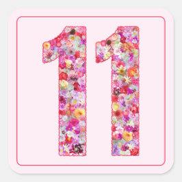 Adesivo Quadrado Floral Light Pink Month Number 11