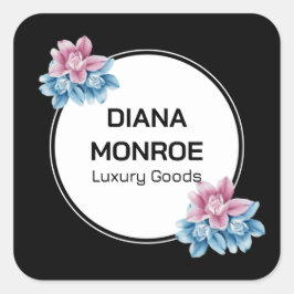 Adesivo Quadrado Floral moderno elegante preto