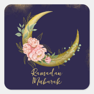Adesivo Quadrado Floral Moon Ramadan Mubarak Sticker