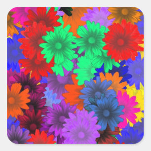 Adesivo Quadrado Floral multicolorido