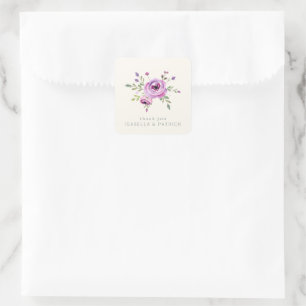 Adesivo Quadrado Floral Pastel Romântico em Aquarela