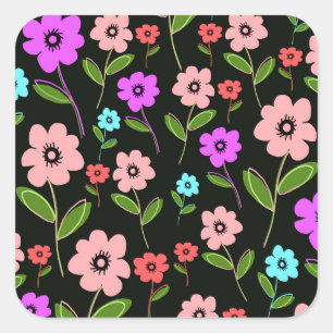 Adesivo Quadrado Floral retro