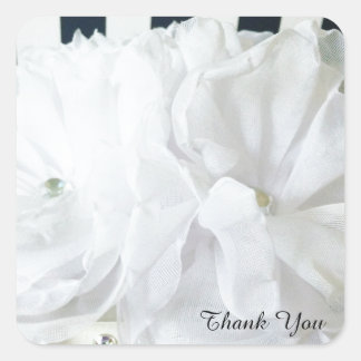 Adesivo Quadrado Floral Romântico Branco Obrigado