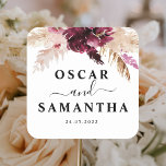 Adesivo Quadrado Floral Rosa Blush Moderno Brilhante<br><div class="desc">Floral Rosa Blush Moderno Brilhante</div>