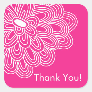 Adesivo Quadrado Floral Rosa Quente Obrigado Chá de panela Favor
