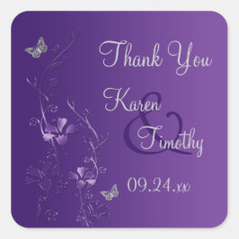 Adesivo Quadrado Floral roxo e prateado com Sticker