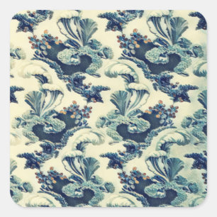 Adesivo Quadrado Floral Scroll Vintage Leaf Patterno