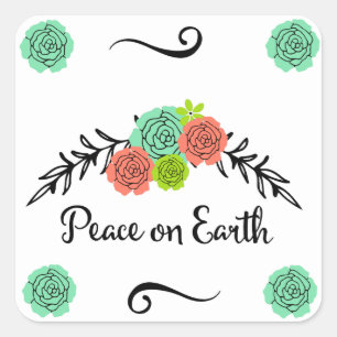 Adesivo Quadrado Floral Spray Peace on Earth Stickers