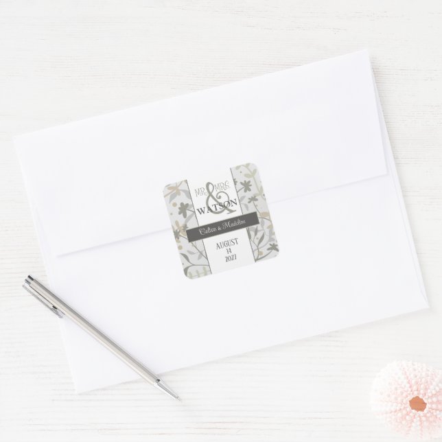 Adesivo Quadrado Floral Sprigs Bonito Inspirivência Personalizada d (Envelope)