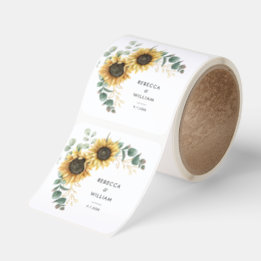 Adesivo Quadrado Floral Sunflower Eucalyptus Wedding Party Custom