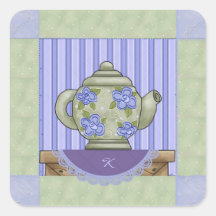 Floral Teapot Quilt Square Sticker