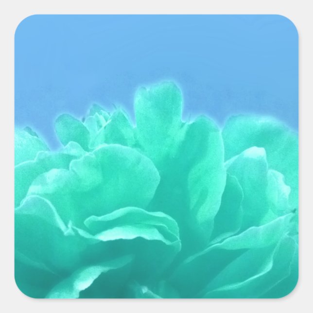Adesivo Quadrado Floral Verde Azul Colorida (Frente)