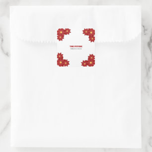 Adesivo Quadrado Floral Vermelho e Dourado Geométrico