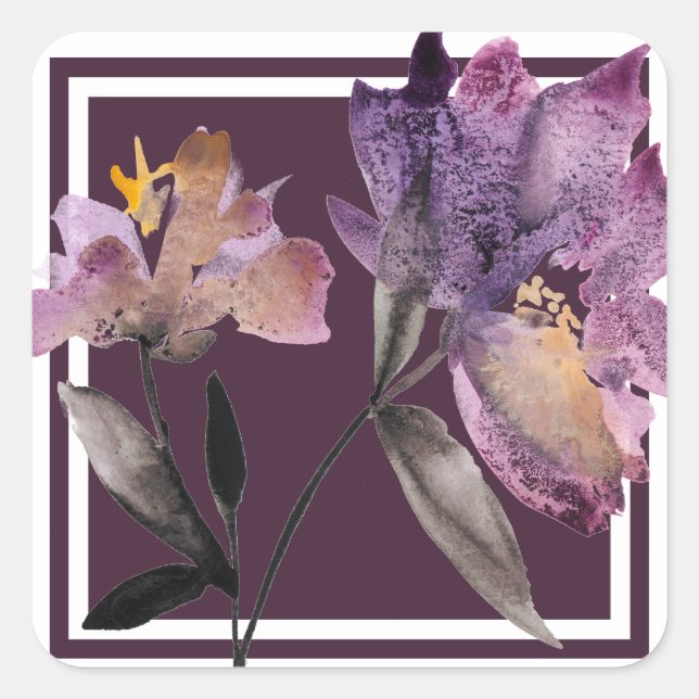 Adesivo Quadrado Floral Watercolor III (Frente)
