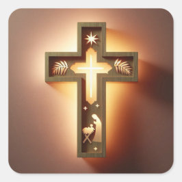 Adesivo Quadrado Floral Woodsen Cross Night Light - Ai design