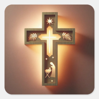 Adesivo Quadrado Floral Woodsen Cross Night Light - Ai design