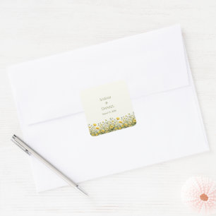 Adesivo Quadrado Flores Amarelas Boho, Nomes Personalizados De Oliv