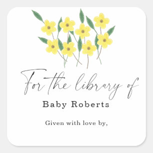 Adesivo Quadrado Flores Amarelas - para a biblioteca de
