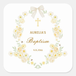 Adesivo Quadrado Flores Amarelas Quadro Arco Batismo