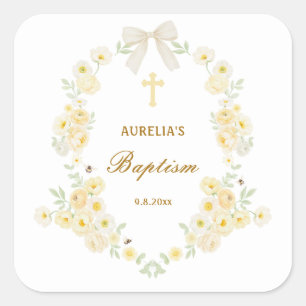 Adesivo Quadrado Flores Amarelas Quadro Arco Batismo
