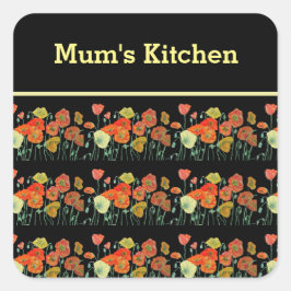 Adesivo Quadrado Flores Amarelas Vermelhas Flores-Papagaios Papagai