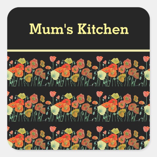 Adesivo Quadrado Flores Amarelas Vermelhas Flores-Papagaios Papagai (Frente)