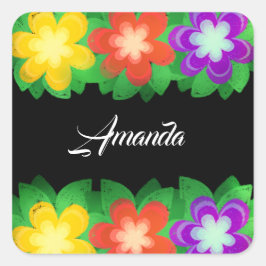 Adesivo Quadrado Flores Botânicas Tropicais