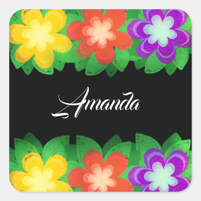 Adesivo Quadrado Flores Botânicas Tropicais (Frente)