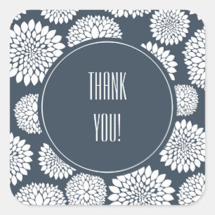 Adesivo Quadrado Flores brancas azuis-chic