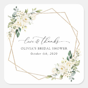 Adesivo Quadrado Flores brancas, Flores de Creme, Boho, Chá de pane