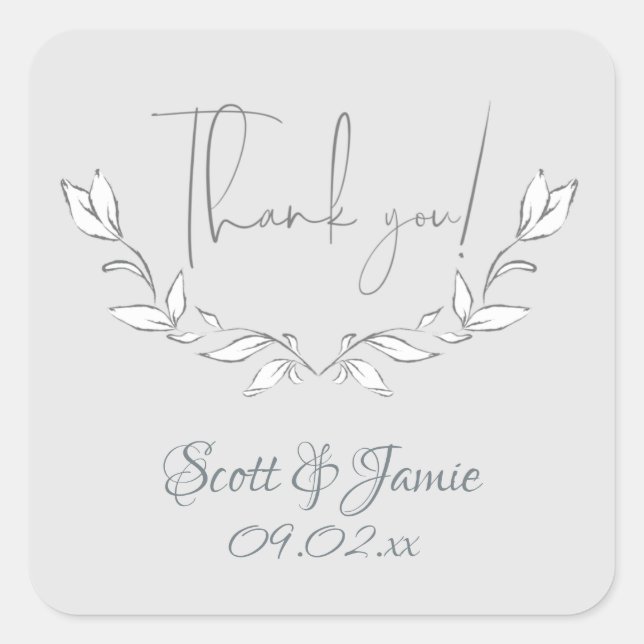 Adesivo Quadrado Flores Brancas Modernas nas Cinzas (Frente)