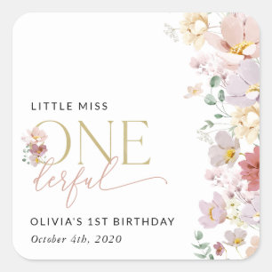 Adesivo Quadrado Flores Coloridas, Flores Selvagens, Primeiro Anive