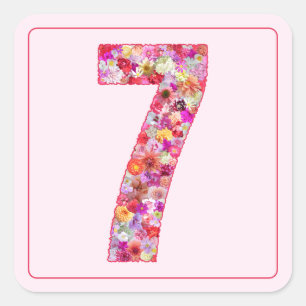 Adesivo Quadrado Flores Coloridas Mês Rosa Número 7