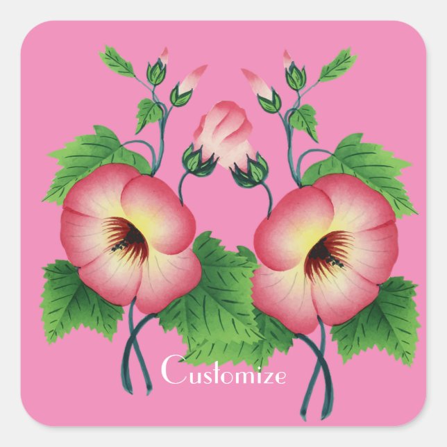 Adesivo Quadrado Flores Cor-de-Rosa Anormais Thunder_Cove (Frente)