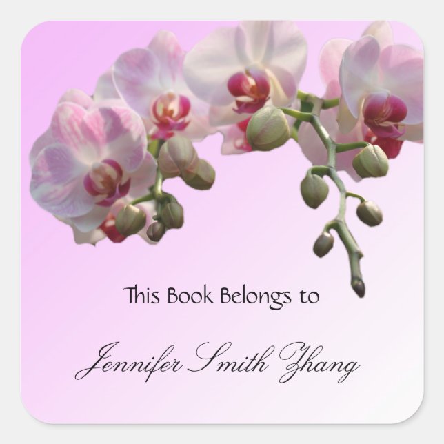 Adesivo Quadrado flores cor-de-rosa, autocolantes. (Frente)