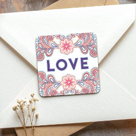Adesivo Quadrado Flores de amor vintage
